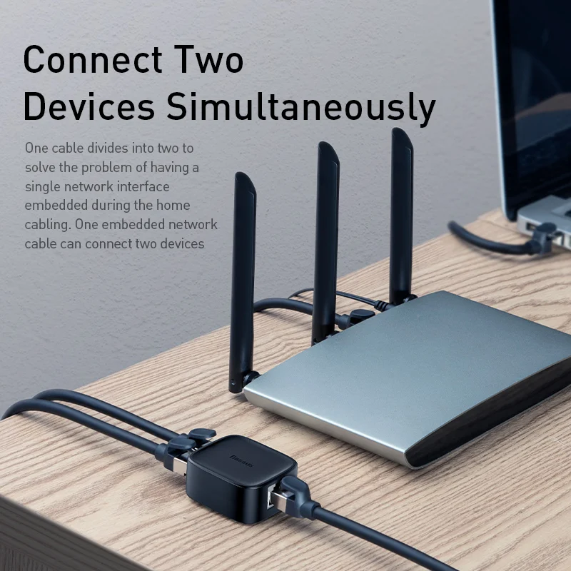 Ethernet-адаптер Baseus RJ45 Сетевой удлинитель кабеля вилка-удлинитель для Ethernet