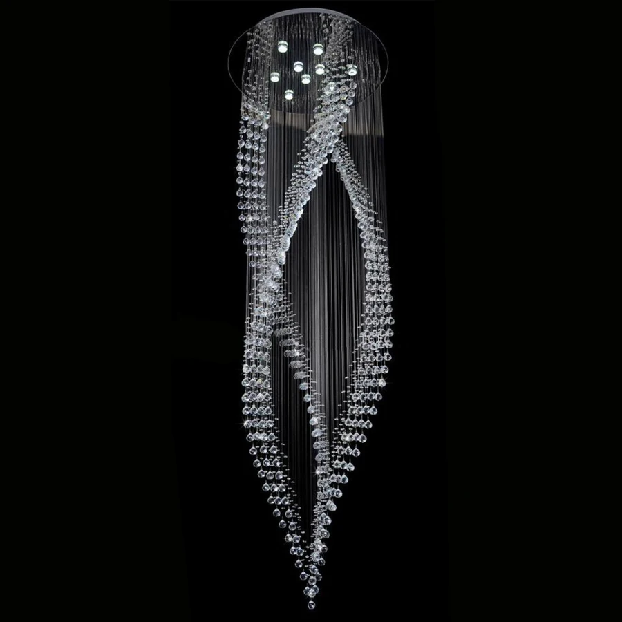 

Led Crystal Ceiling Chandelier For Staircase Living room Spiral Design Cristal Lamp Luxury Light Fixture Home Decor Indoor Light