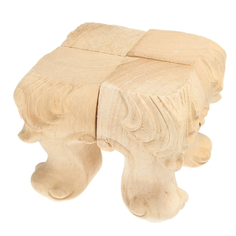 

NEW-4PCS Wooden Furniture Legs Solid Wood Carved Sofa/Chair/Table/Wardrobe/Loveseat Feet for Home Decor Furniture Legs 5X10cm