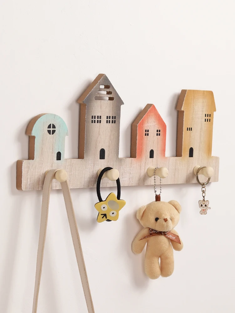 

Crochet Creative Entry Door Wall Key Hanger Free Punching Bedroom Hanging Rack Coat Hook ключница на стену Perchero Pared