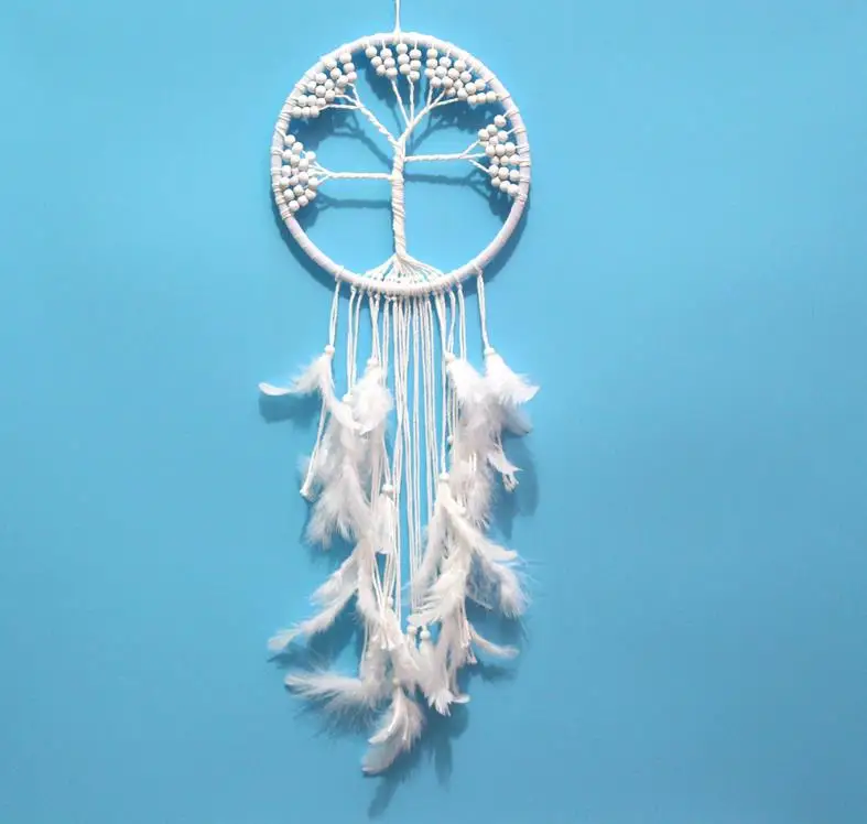 Новинка 2020 изящный Ловец снов белого цвета перо подвесное украшение дерево жизнь