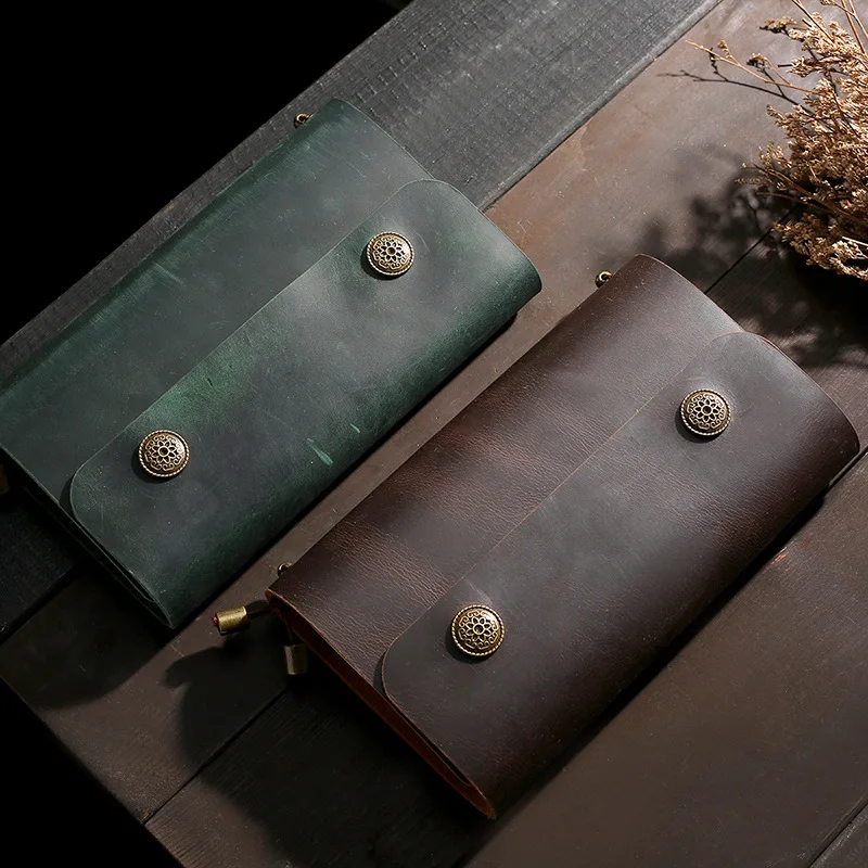 

Retro Leather Notebook Button Journal Creative Handmade Diary DIY Gift Book Business Customized Memo Back To School Stationery