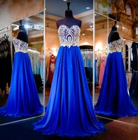 cheap long prom 2018 vestidos longos promocao gold lace sweetheart formal gowns royal blue graduation party bridesmaid dresses