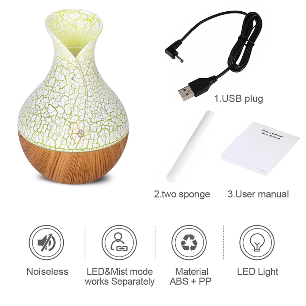 

KBAYBO 130ml mini USB air humidifier aroma oil diffuser essential aroma mist maker fogger creative crackle with 7 LED colors