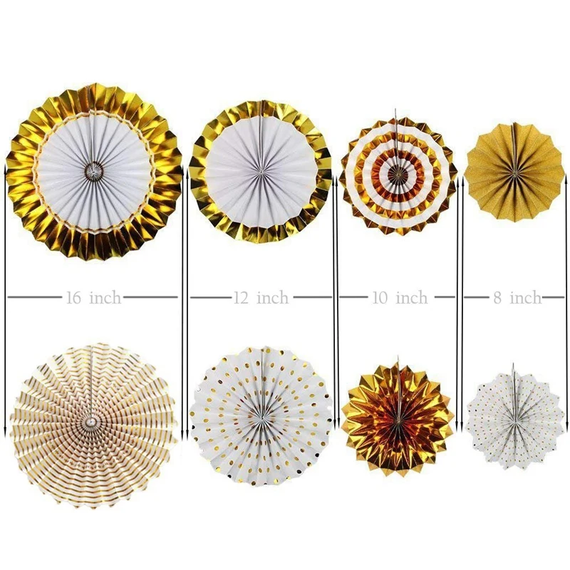 Вечерние бумажные украшения веер и кисточка алюминиевая фольга шары с золотыми
