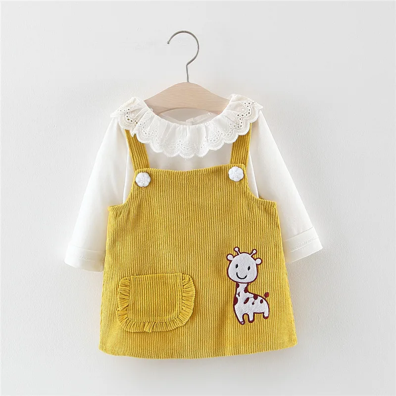 

LZH 2020 New Autumn Baby Casual Two-piece Sets T-shirt+Strap Dress For Baby Girls Princess Dress Newborn Clothes Infant Dress