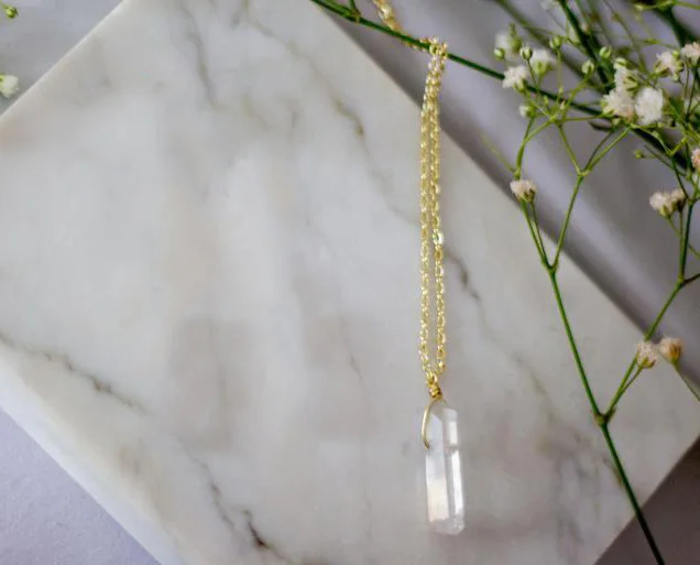 Треугольное тройное хрустальное ожерелье/ангельская аура кварц/Однокристальное