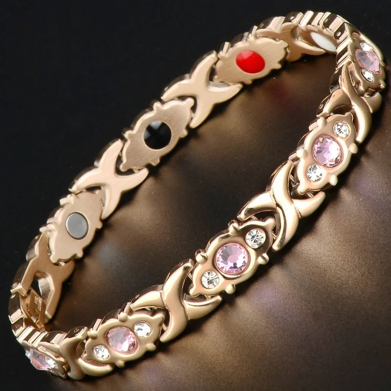 

Magnetic X Shape Multi Color Rhinestone Metal Bracelet Women Charm Bracelet Jewelry Gift