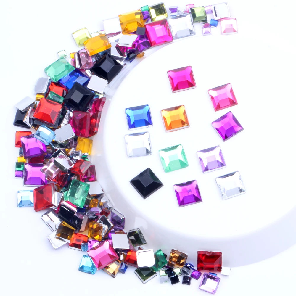 

Плоские Стразы для ногтей квадратного дизайна 2 4 6 мм и смешанные размеры 4 г акриловые хрустальные стразы бусины для рукоделия аксессуары д...