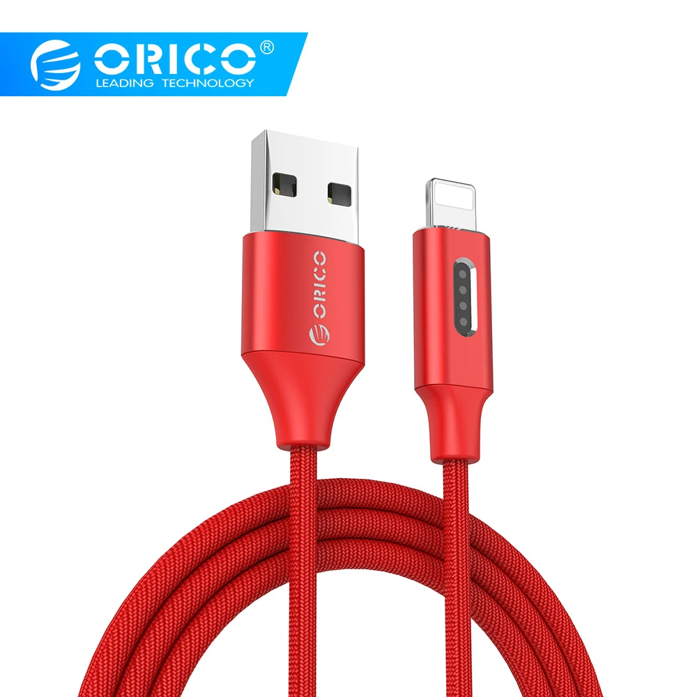 ORICO зарядка через usb плетеный кабель TYPE-A освещение 8-контактный кабель синхронизации данных и зарядки с Светодиодный индикатор для iPhone 7 6 5