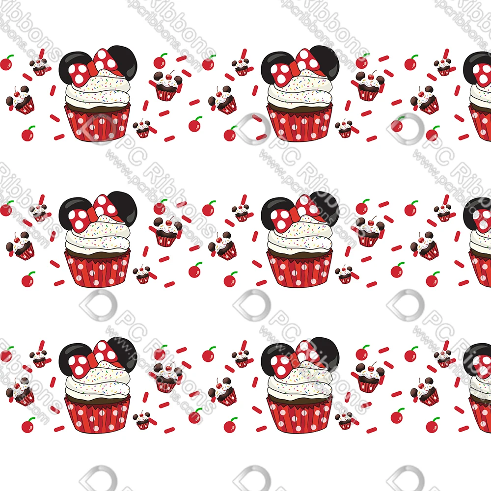 16-75MM Cartoon Bow Cupcakes Printed Grosgrain Polyester Ribbon 50 Yards Gift Wrapping Diy Bows Wedding Drections Ribbons | Дом и сад