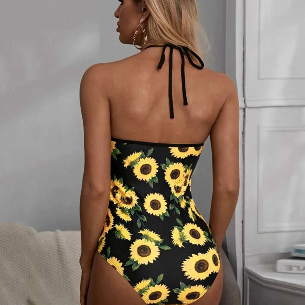 

Women Push-Up Padded Sunflower Floral Print Bra Bikini Beachwear Separate Women'S Swimsuit Fashion Push-Up Swimsuit Z0327