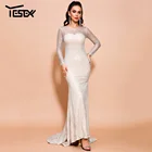 Сексуальное прозрачное блестящее платье Yesexy 2021, осенне-зимнее элегантное женское облегающее платье с длинным рукавом, вечервечерние платье макси, VR8561