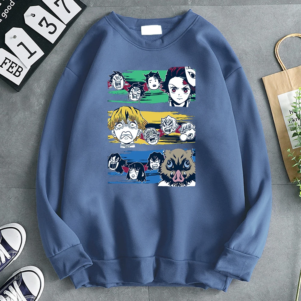 

Demon Slayer Print Anime Hoodie Men O Neck Streetwear Hooded High Quality Man Sweatshirt Crewneck Hip Hop Men Clothing Hoody