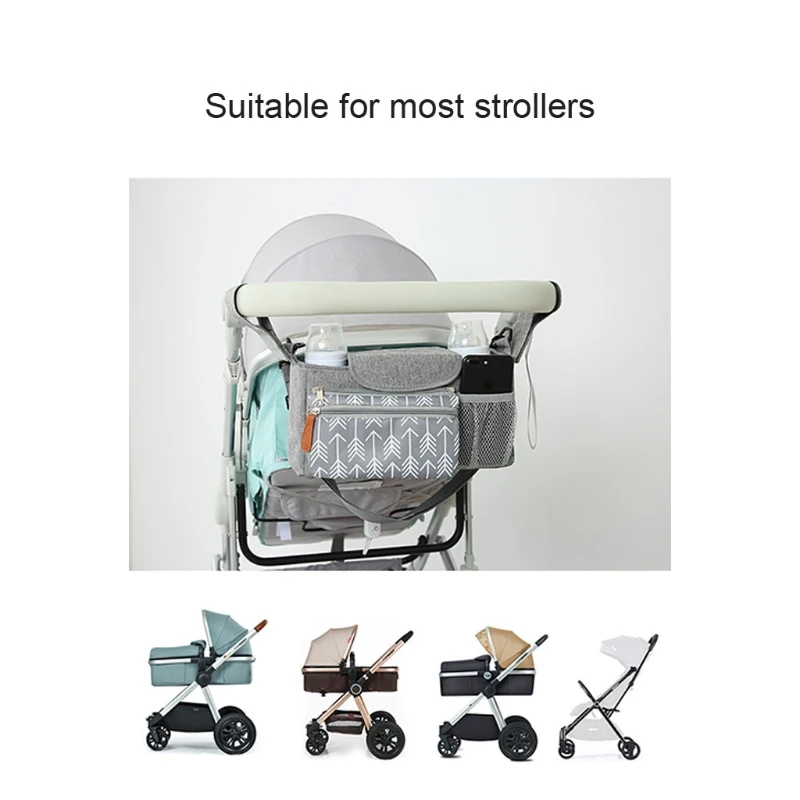 Baby Stroller Organizer Accessories Bag Large Space with Cup Holders Multiple Zipper Pockets for Bottle Phone A2UB | Мать и ребенок