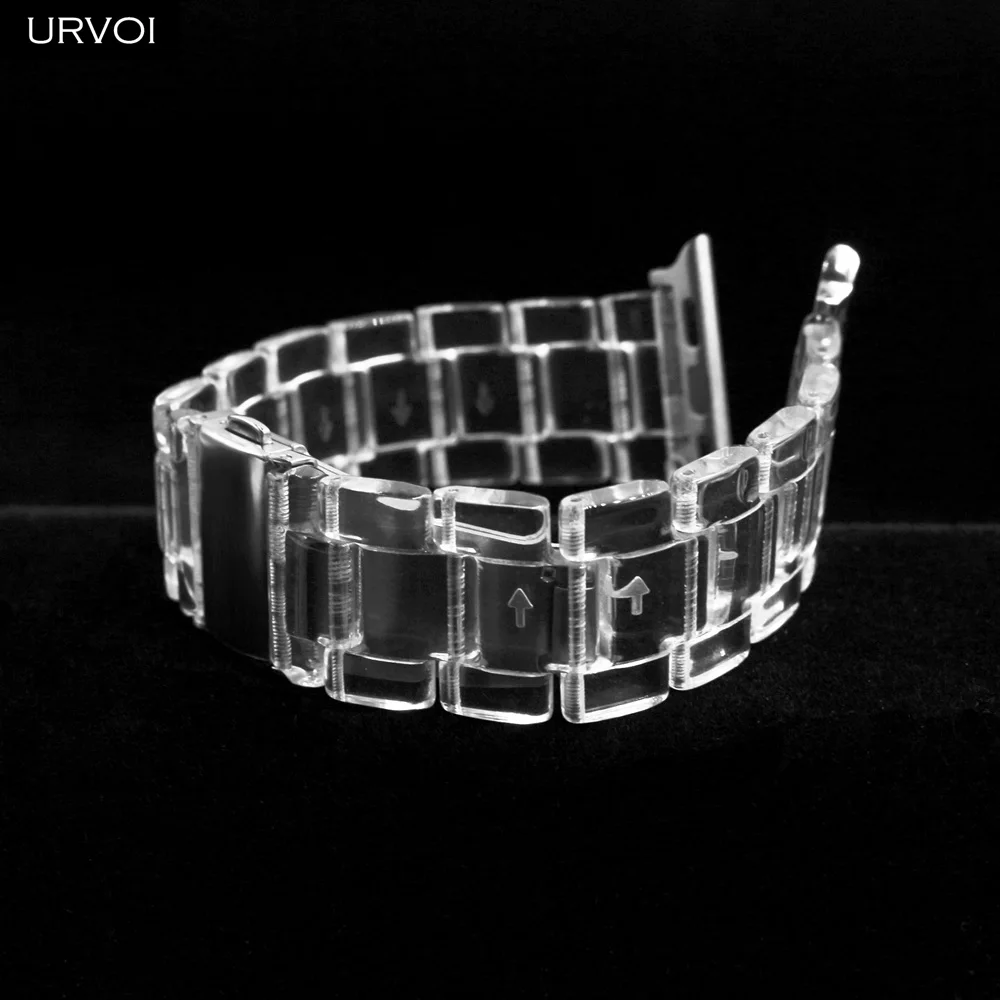 Ремешок URVOI прозрачный для Apple Watch series 7 6 SE 5 4 3 2 сменный жёсткий карамельный