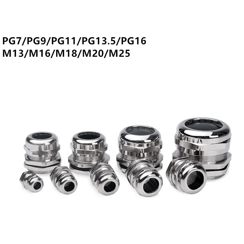 All Sizes Nickel Brass Cable Glands Waterproof Connector electrical IP68 entry electric gland threaded joint for 3-44mm |