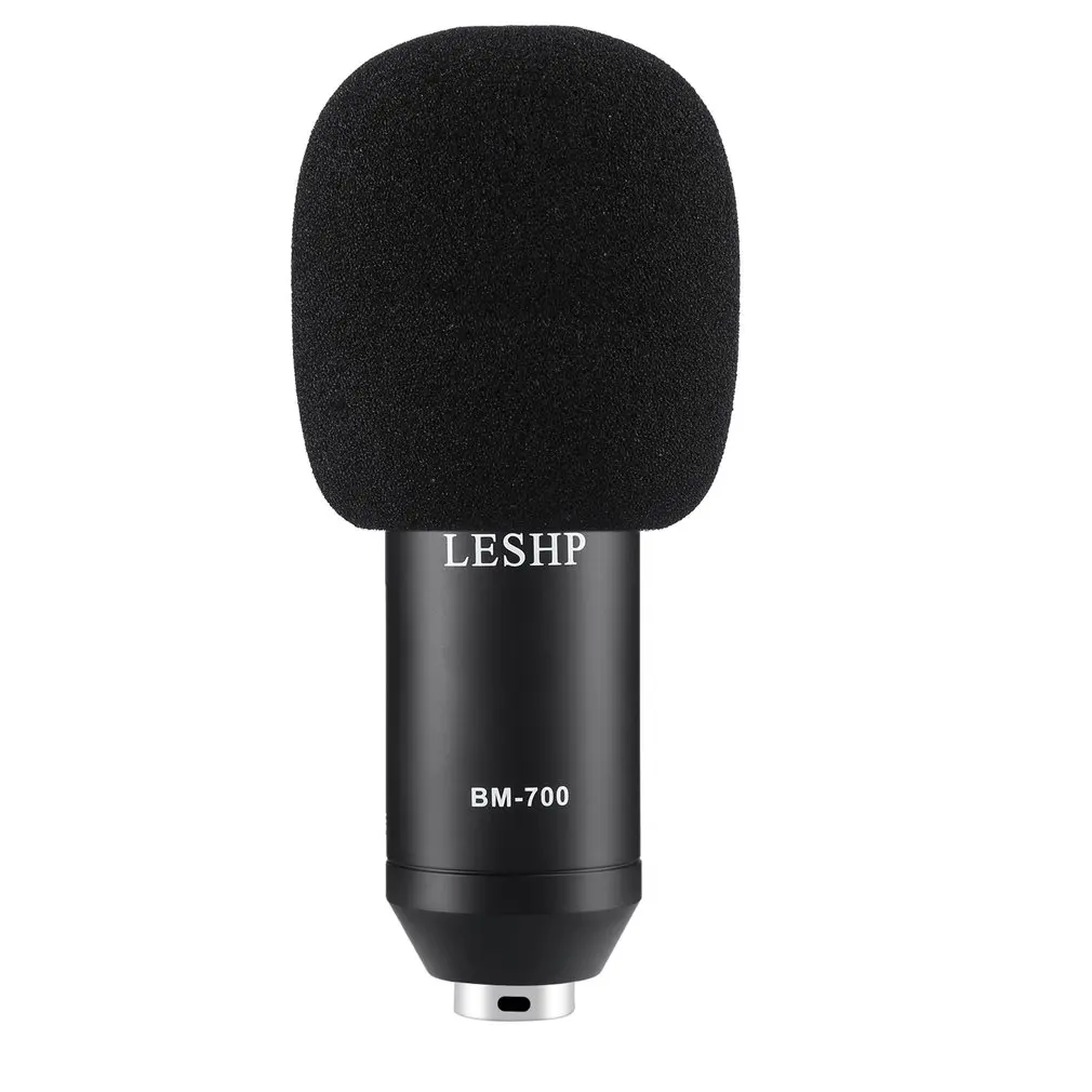 LESHP Black Durable Professional Flat Head Condenser Broadcasting Recording Microphone With 35 Bracket set &amp USB Sound Card |