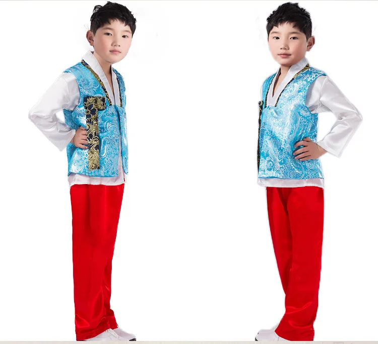 Традиционная корейская одежда Hanbok для мальчиков детский топ с вышивкой