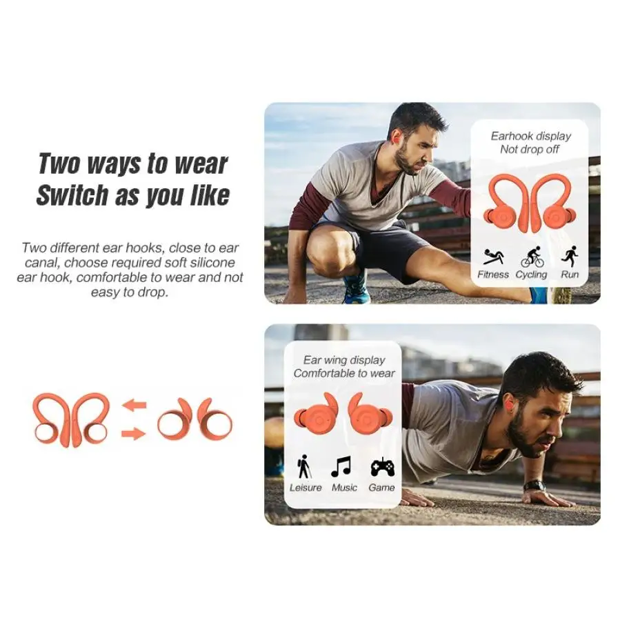 

TWS Bluetooth 5.0 Earphone Wireless Headphones Ear Hook Sport Running Earbuds Headset 3D Stereo Sound With Mic Charging Box