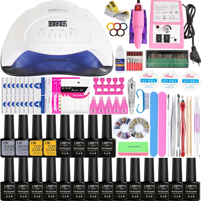 12/18 шт Гель лак для ногтей набор 84/Вт Светодиодный УФ светильник маникюрный