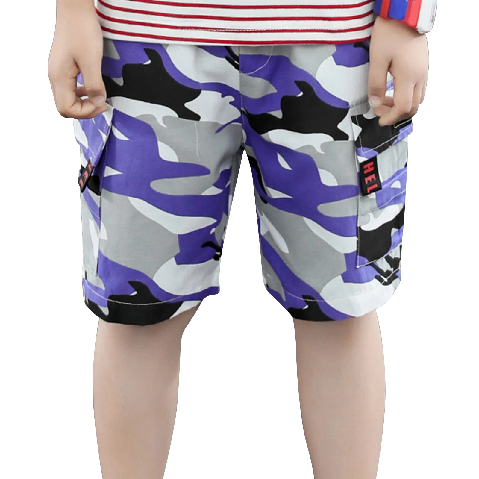 

Kids Boys Sport Shorts Fashion Breathable Summer Camouflage Geometry Print Shorts Elastic Waistband Dungarees Cargo Pants Shorts