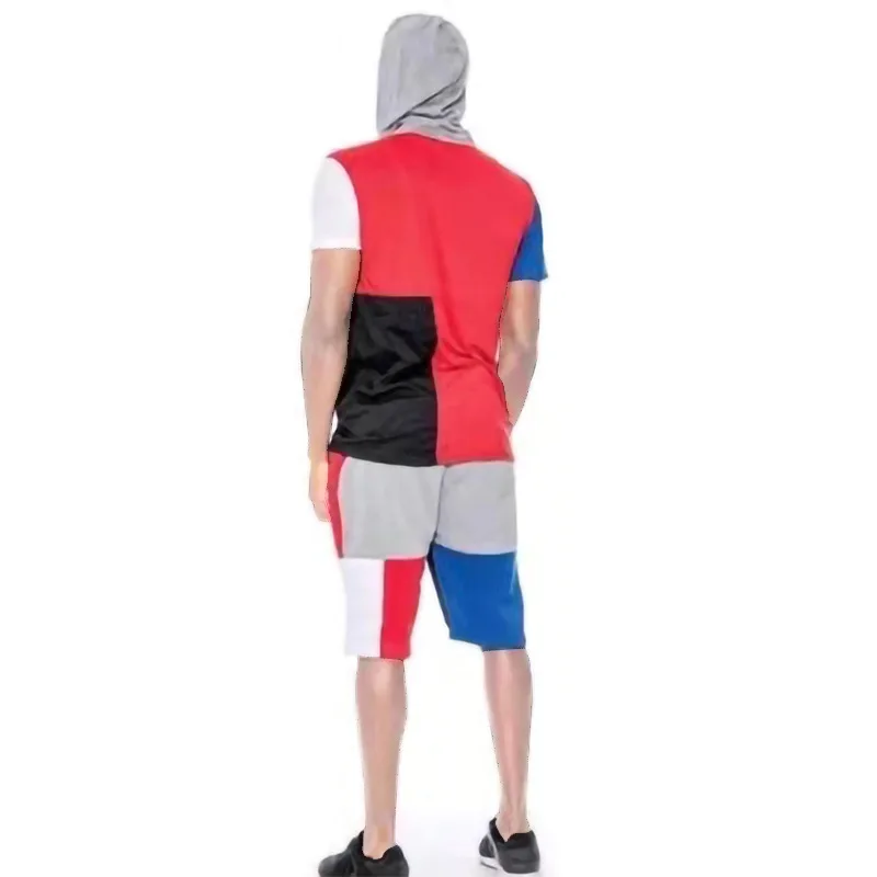 

Men's suit summer men's sports hoodie shorts suit color matching quick-drying sportswear men's fitness running casual men's suit