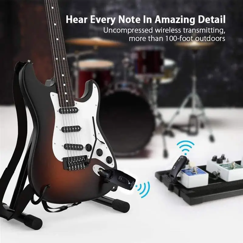 

A9 UHF Wireless Guitar System 2.4GHz Rechargeable Electric Guitar Transmitter Receiver 4 Channels for Electric Guitar Bass Elect