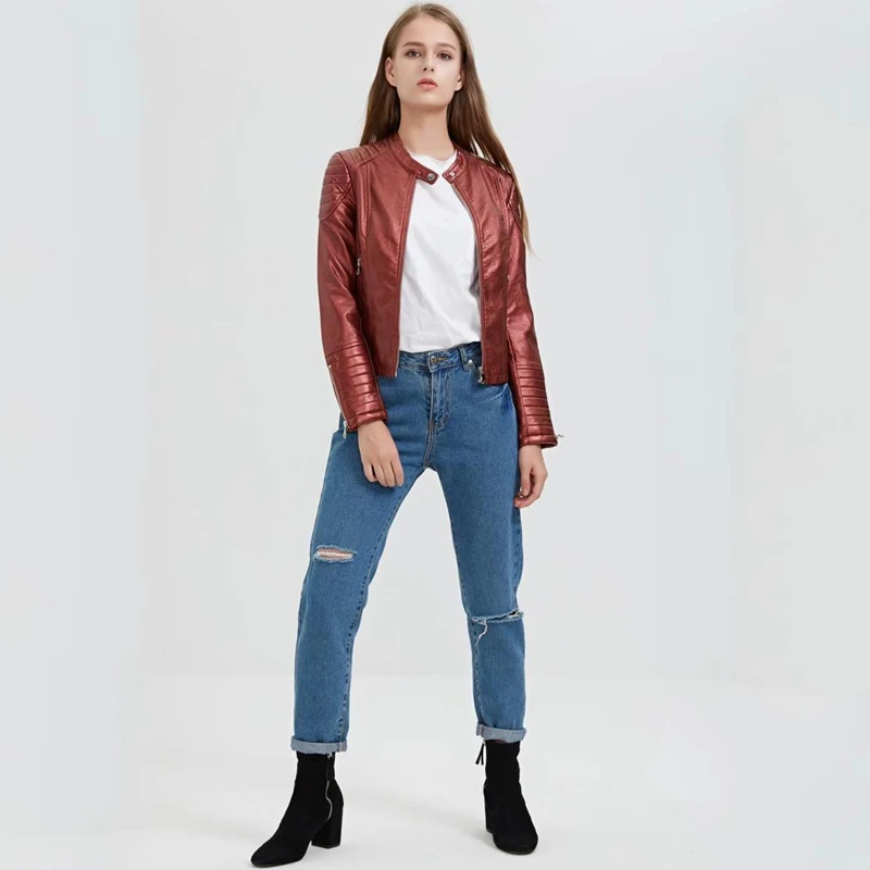 TMODA279 осенне-зимние женские Куртки из искусственной кожи пальто для женщин