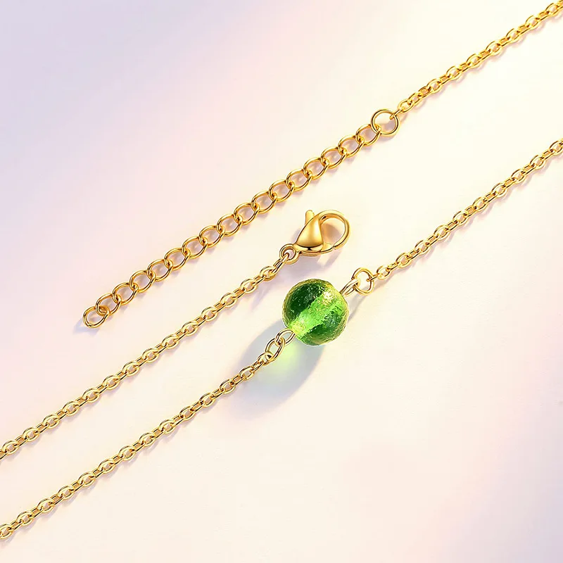 Ожерелье MOLDAVITE | 10 мм Чешская Хрустальная бусина на цепочке-слайде Метеорит Moldavite