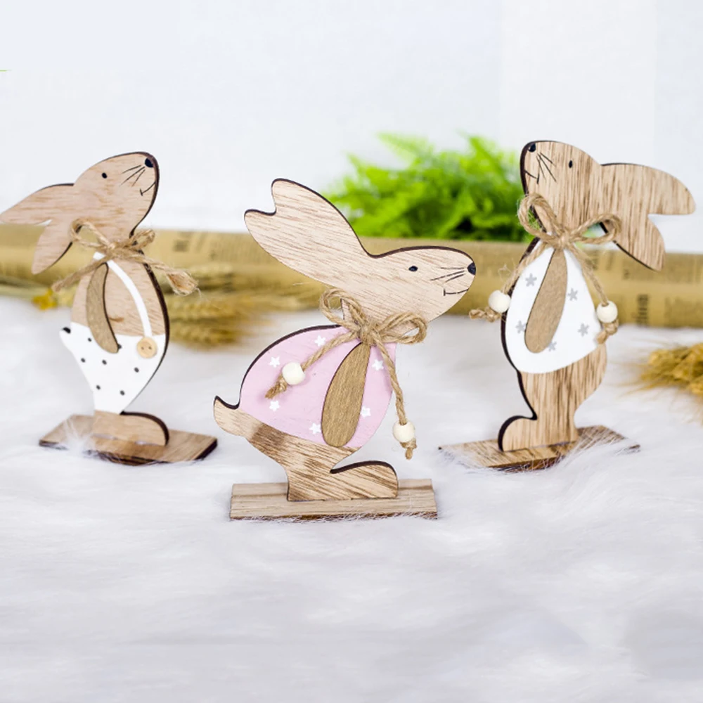 

Easter Rabbit Wooden Pendant Wood Egg Bunny Hanging Crafts Happy Easter Ornament for Home DIY Easter Party Cute Decor 2021