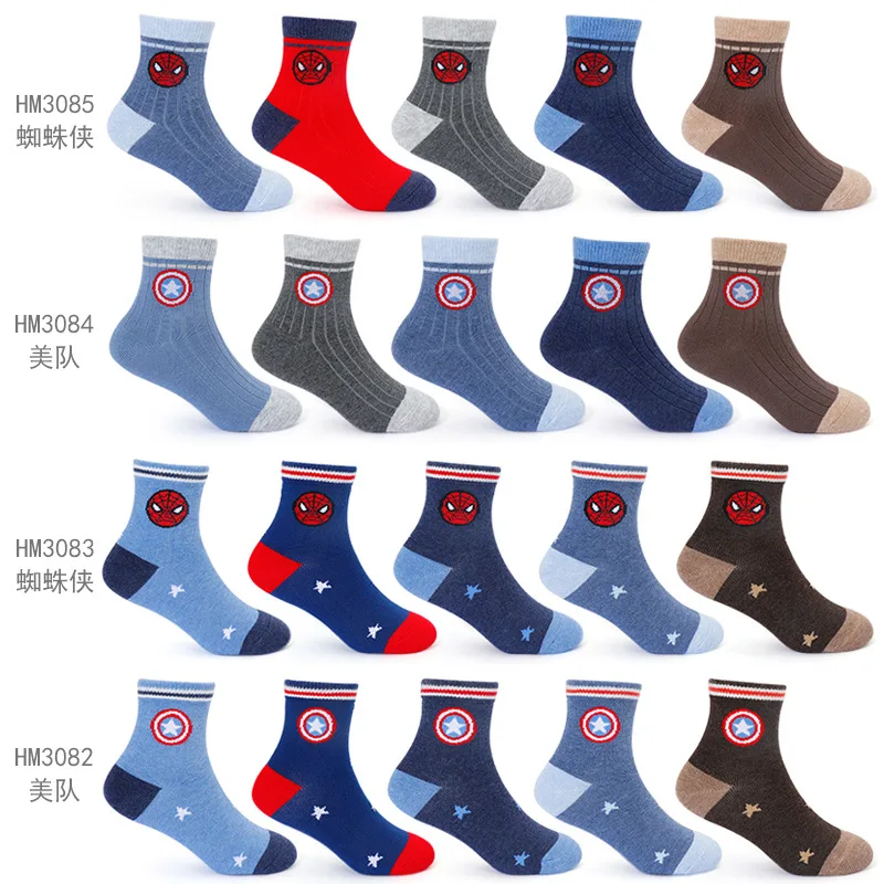

Disney Marvel Spider-Man Children Boys Cotton Non-slip Socks Baby Socks 5 Pairs Cartoon Children Socks