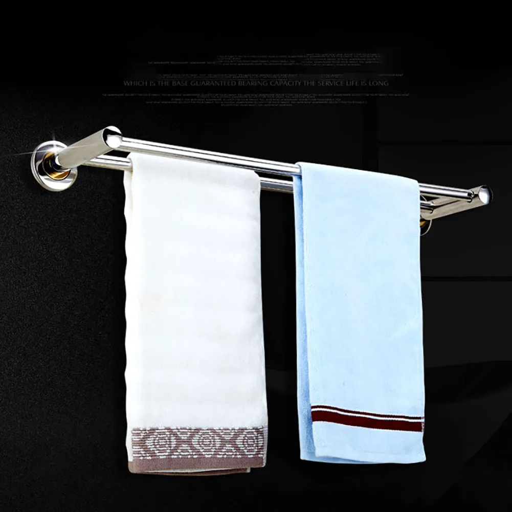 

Bathroom Wall Mounted Thickened Towel Rack Durable Solid Multifunction Modern Accessories Stainless Steel Easy Clean Hanging