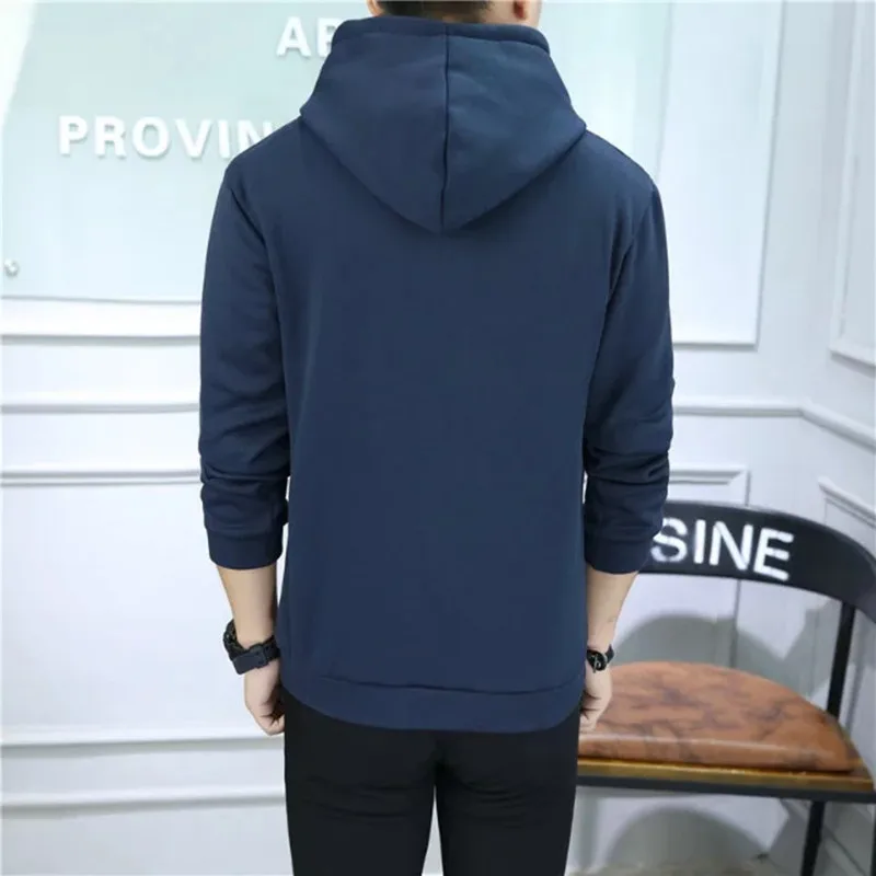 

ZHIJING Men's Solid Color Long-Sleeved Pullover Hoodie