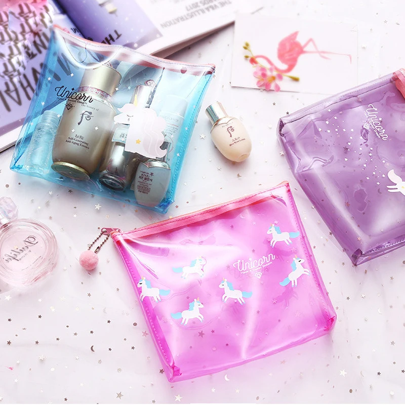 

Transparent cosmetic portable small fresh cartoon wash bag cute travel mobile phone bag cosmetic bag make up bag toiletry bag