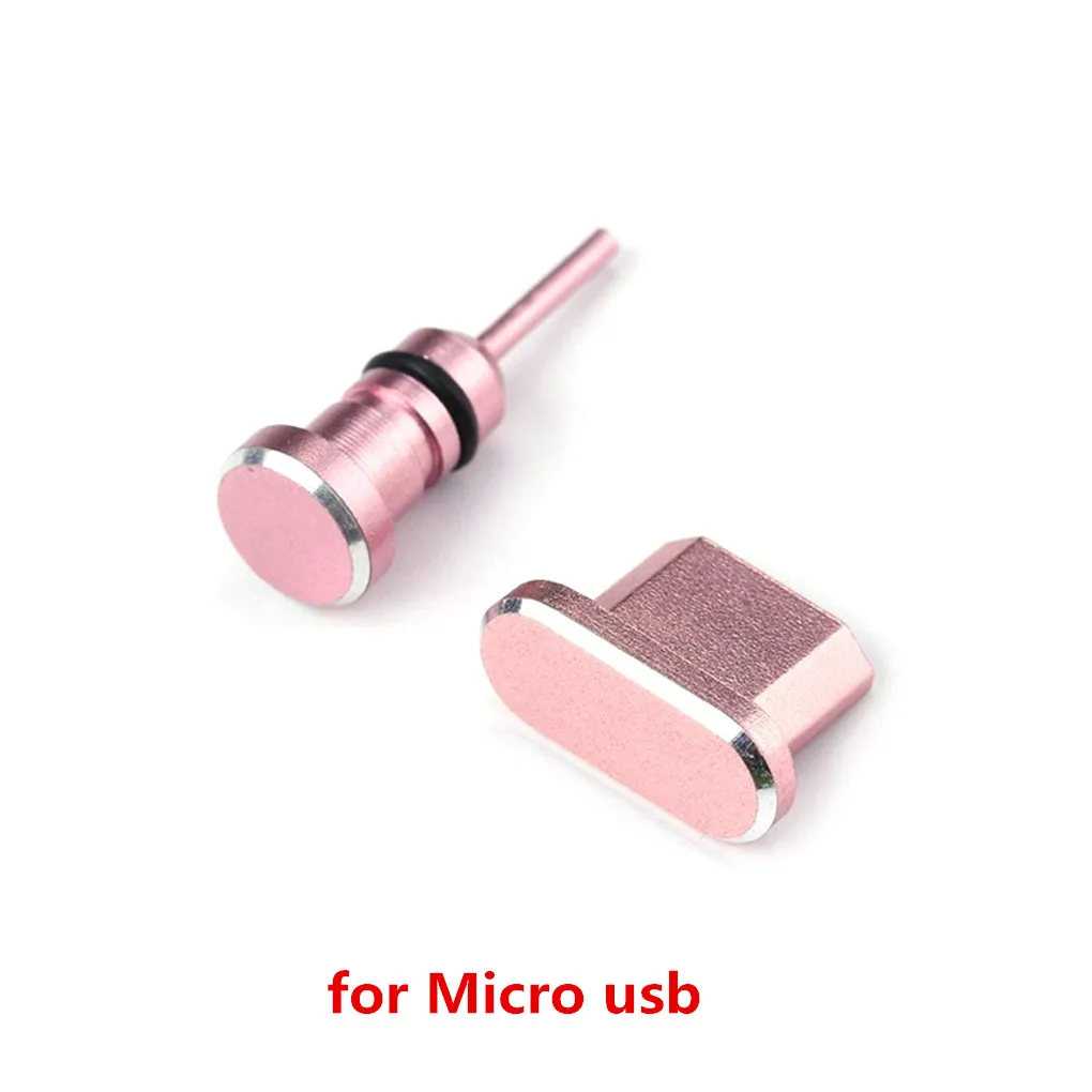 NO.4 for Micro usb 2 шт металлический зарядный порт+ 3,5 мм разъем для наушников Пылезащитная заглушка Замена для Android для iPhone для мобильного телефона type-C - Цвет: NO.4 for Micro usb