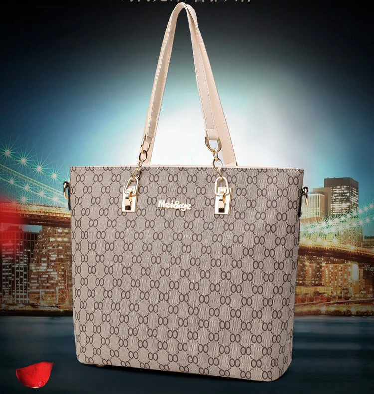 Autumn New Fashion Women's Bag 6 Piece Set Plaid Bag Lady Slung Hand Bag Shoulder Messenger Composite Bag