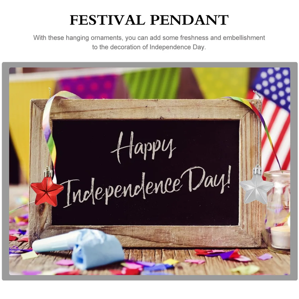

24Pcs America National Day Pendant Pentagram Hanging Craft (Random Delivery)