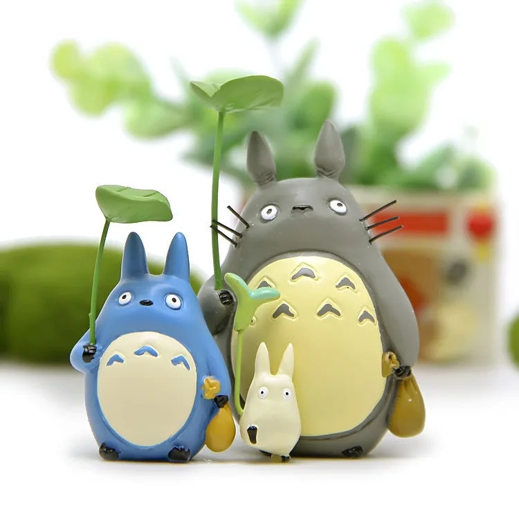 Ghibli Аниме Возьмите листья фигурки Тоторо Настольная лампа с орнаментом для