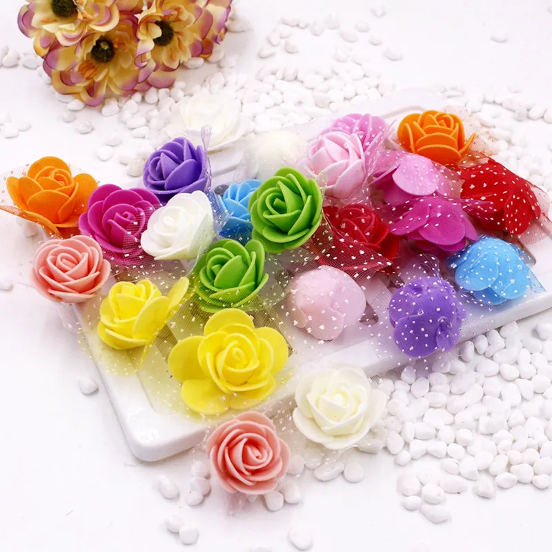 mix color 100 шт./пакет 3,5 см мини PE поролоновые головки роз Искусственные цветы для дома DIY помпон Искусственные венки Свадьба Декор поставки - Цвет: mix color