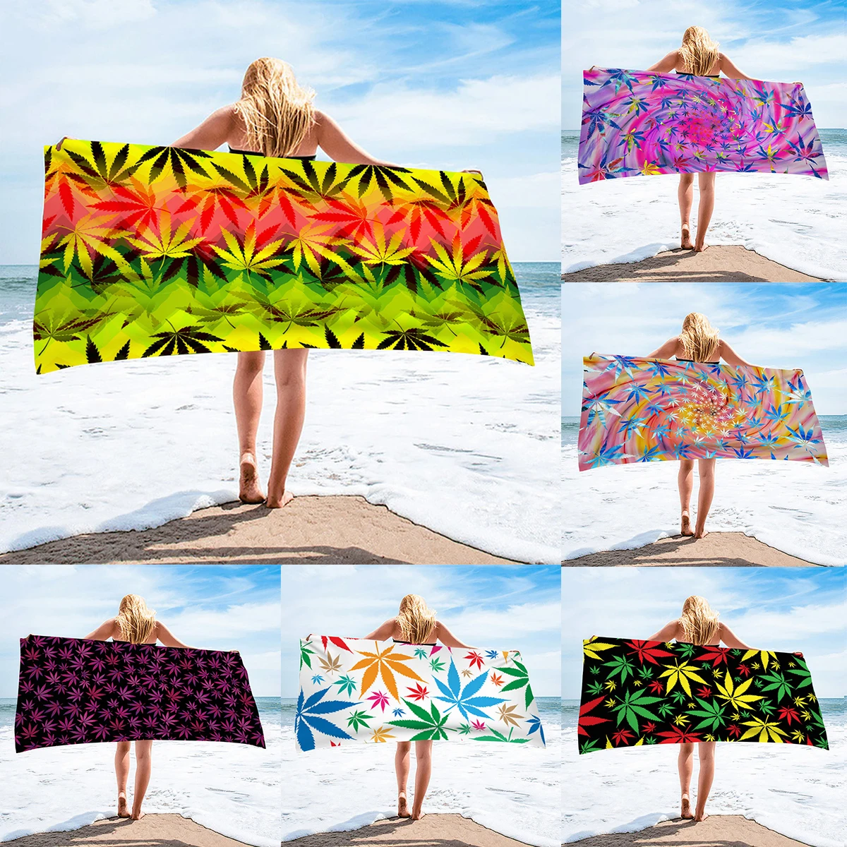 

1 Pcs Quicky-dry Microfiber Bath Towels Hawaiian Tropical Leaves Prints 75*150cm Beach Towel Large Sport Towels Camping Toalla