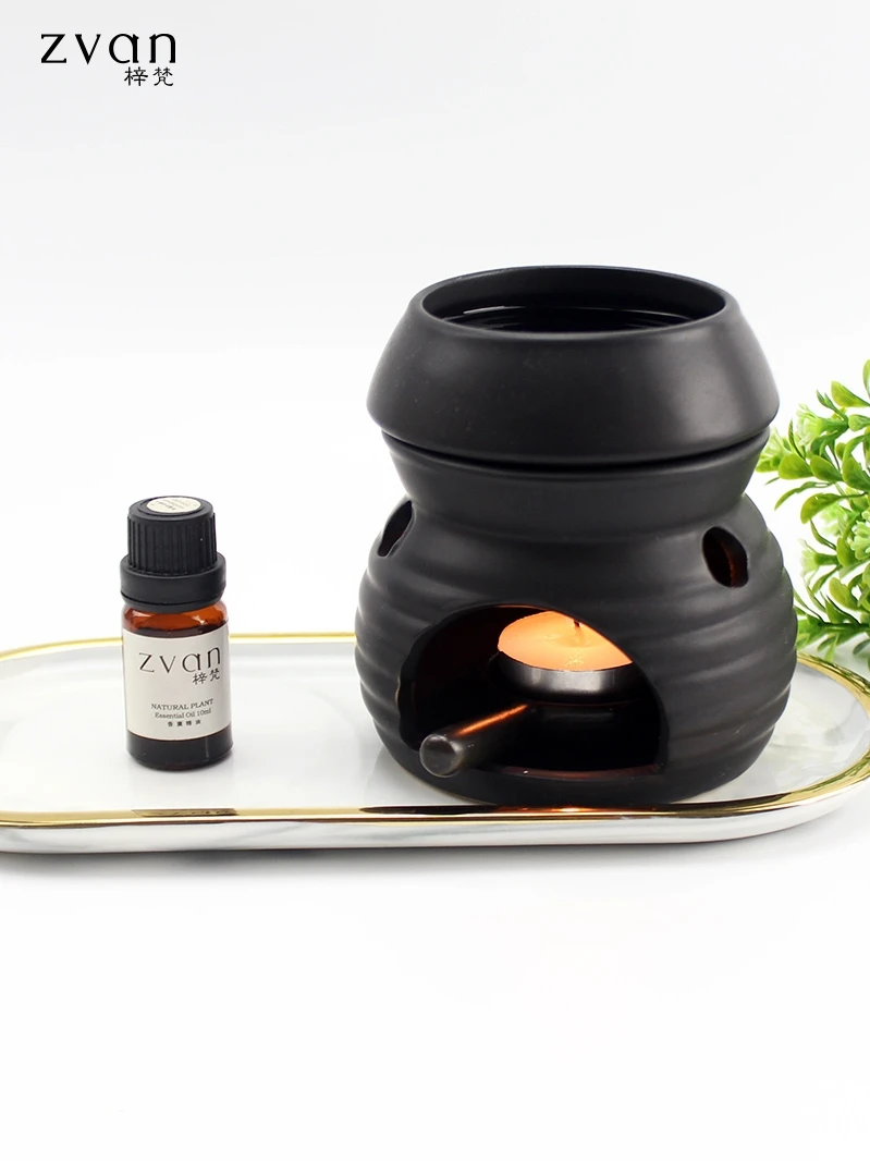 Диффузор для благовоний в форме лотоса подставка черный фарфоровый подсвечник