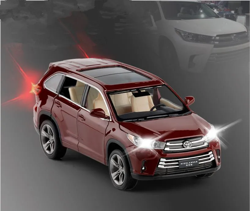 

1:32 alloy back car model,2018 Toyota Highlander SUV car model,6 door car toys,simulation sound and light,free shipping