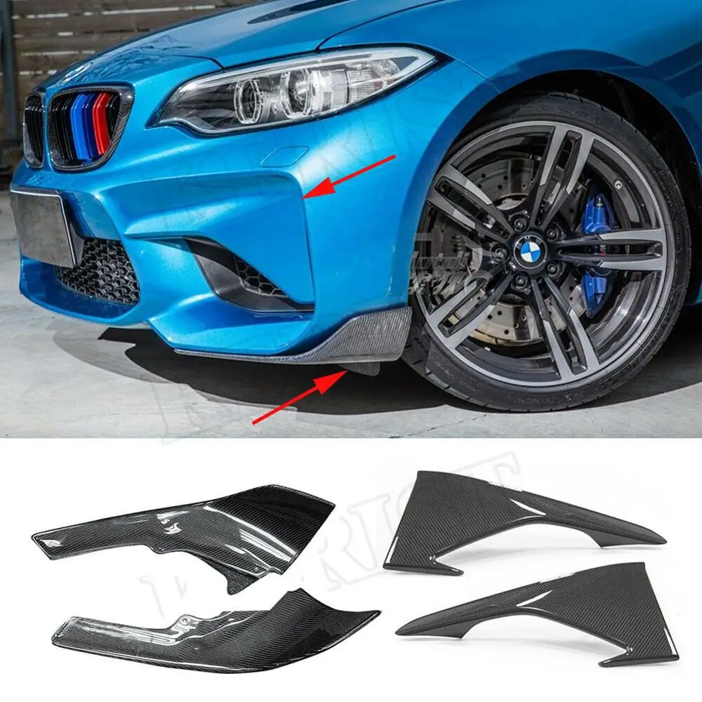 4 шт. сплиттер для переднего бампера из углеродного волокна bmw m2 2016 2018