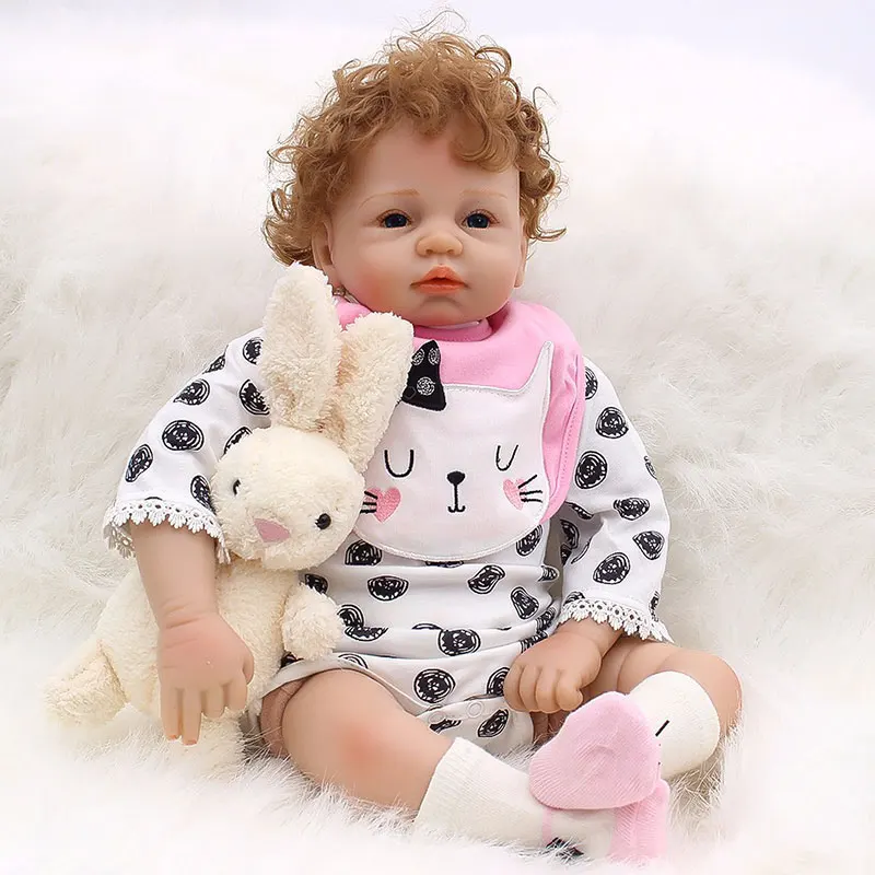 53 см Reborn Baby Dolls FDA Мягкий силикон кукла для новорожденных виниловые игрушки куклы для девочек вьющиеся волосы детские куклы дети мама Playmates