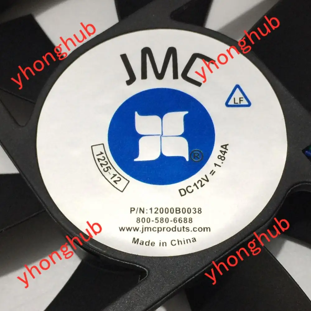 Фото JMC / DaTech 1225-12 HBAPW 12000B0038 DC 12В 0.63A 120x120x25 мм 4-проводной серверный квадратный вентилятор №3