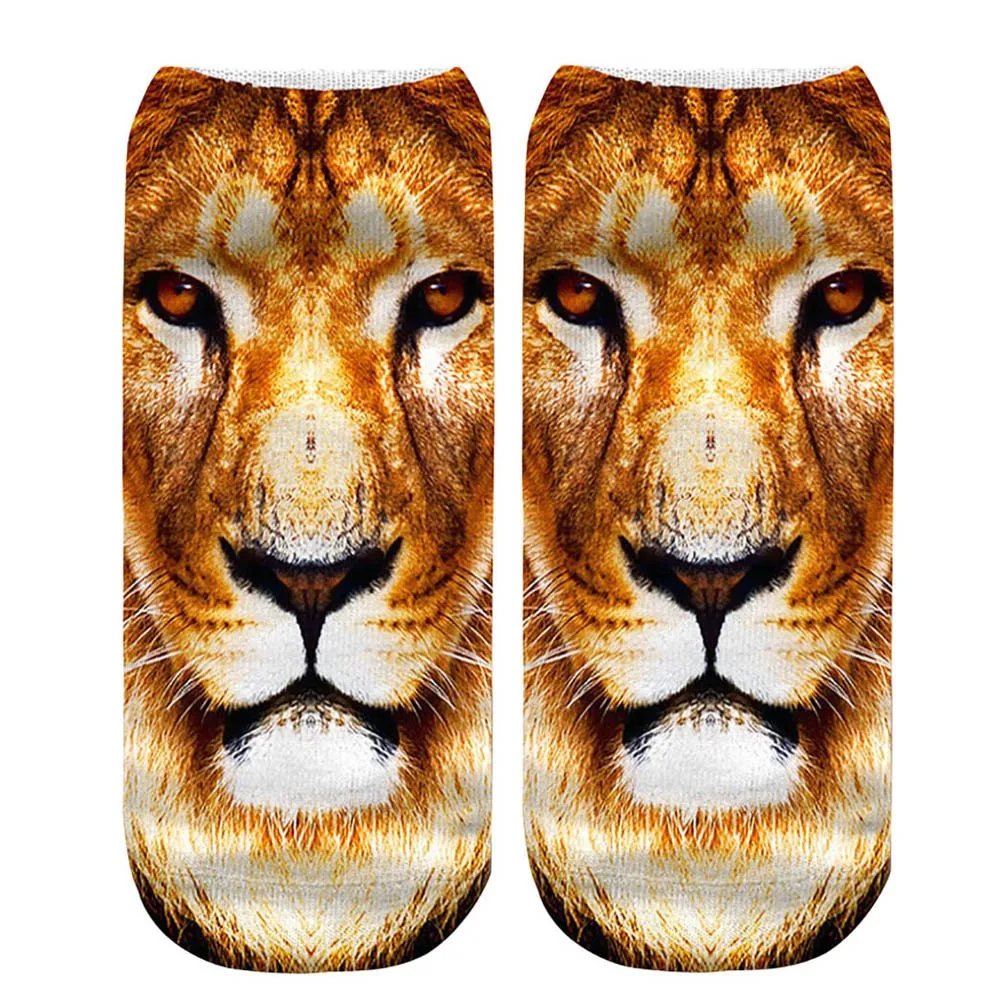 Повседневные спортивные носки средней длины с милым 3D принтом животных