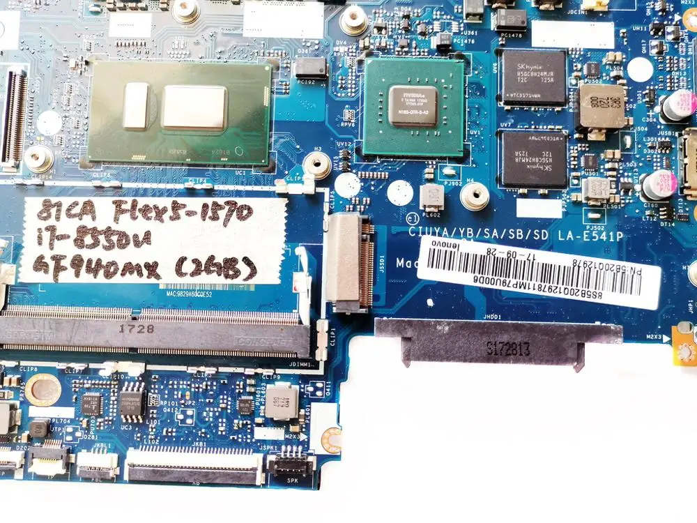 Оригинальный Для Lenovo FLEX 5-1570 Материнская плата ноутбука FLEX5-1570 I7-8550U GF940MX 2 Гб CIUYA