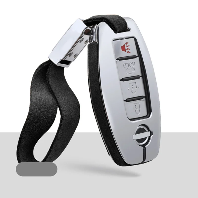 Чехол для ключей автомобиля из замшевой кожи и цинкового сплава для Nissan Qashqai J10 J11 X-Trail t31 t32 kicks Tiida Pathfinder Murano Note, Juke - Название цвета: A-black keychain 2