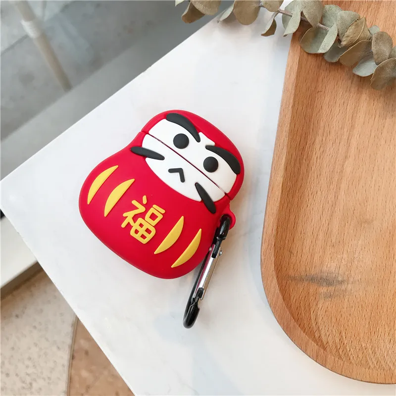 Red Япония удача Дарума тумблер Кукла талисман корпусы гарнитурные для Apple Airpods 1/2 силиконовый защитный чехол для наушников Аксессуары - Цвет: Red